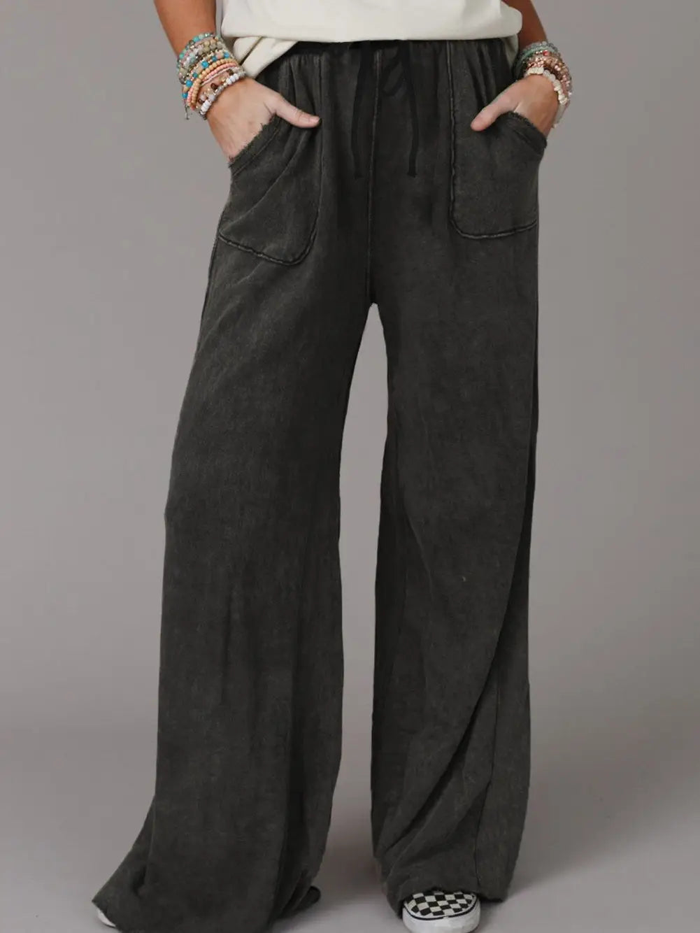 Mineral Wash Wide Leg Sweatpants