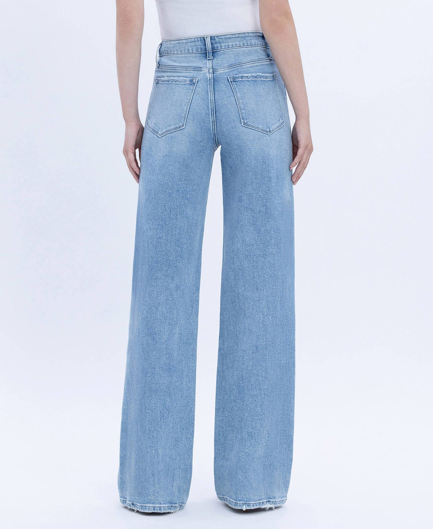 High Rise Full Length Light Wash Wide Jeans