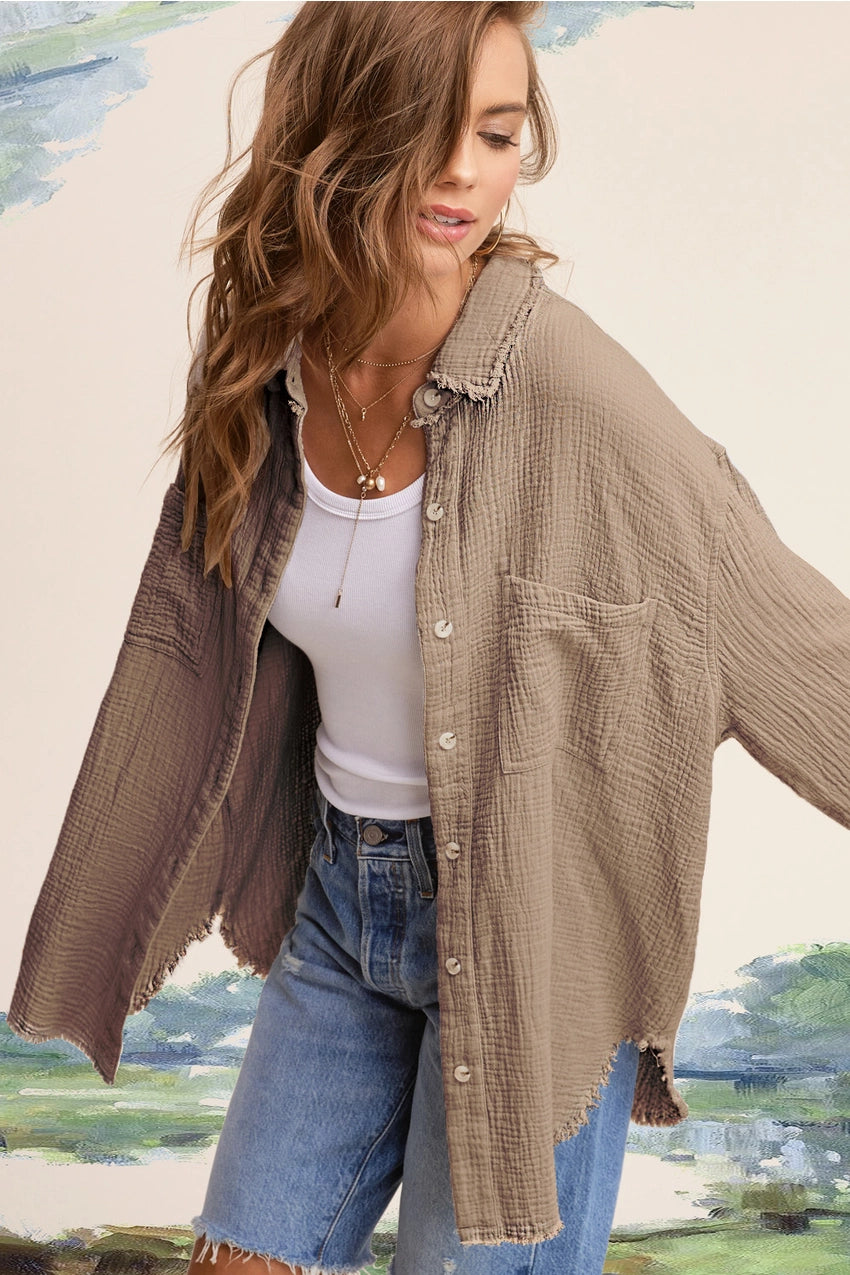 Khaki Cotton Button Down