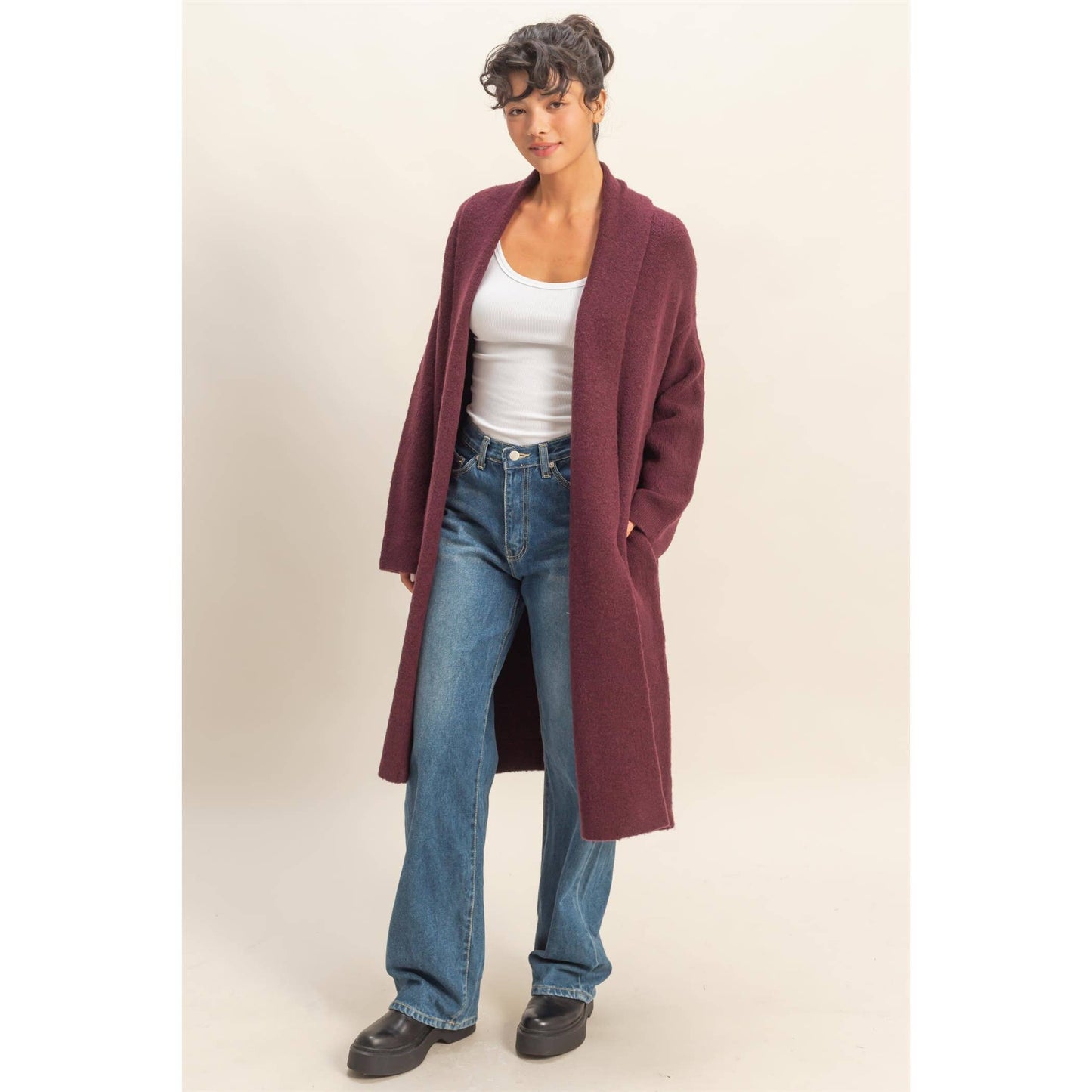 Longline Open Front Duster Sweater
