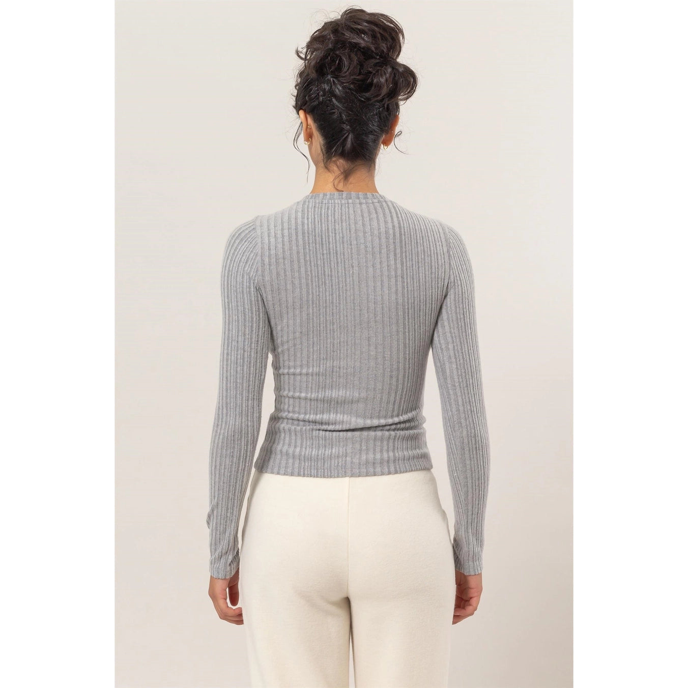 Brushed Ribbed Long Sleeve Top