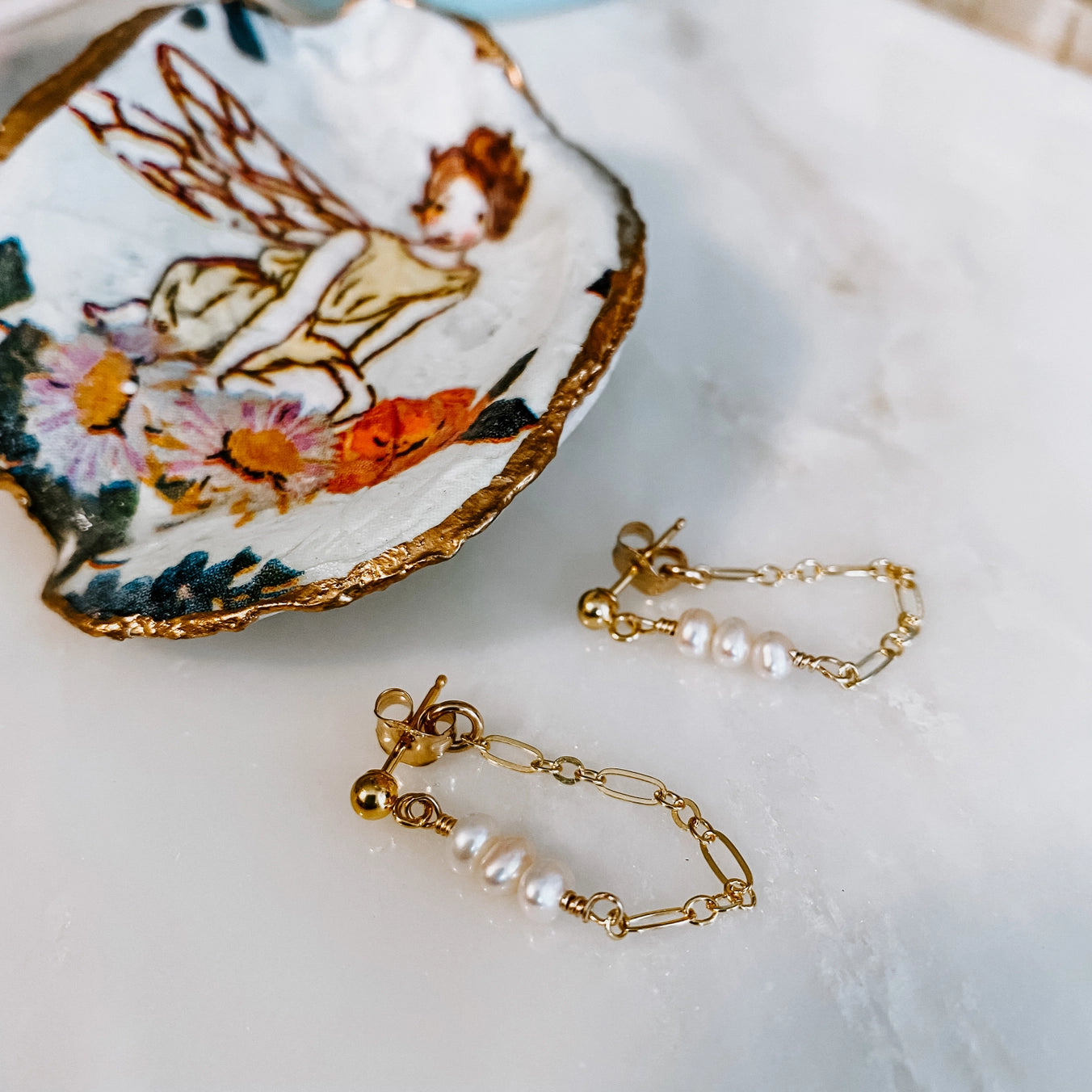 Coconut Post Pearl Earrings