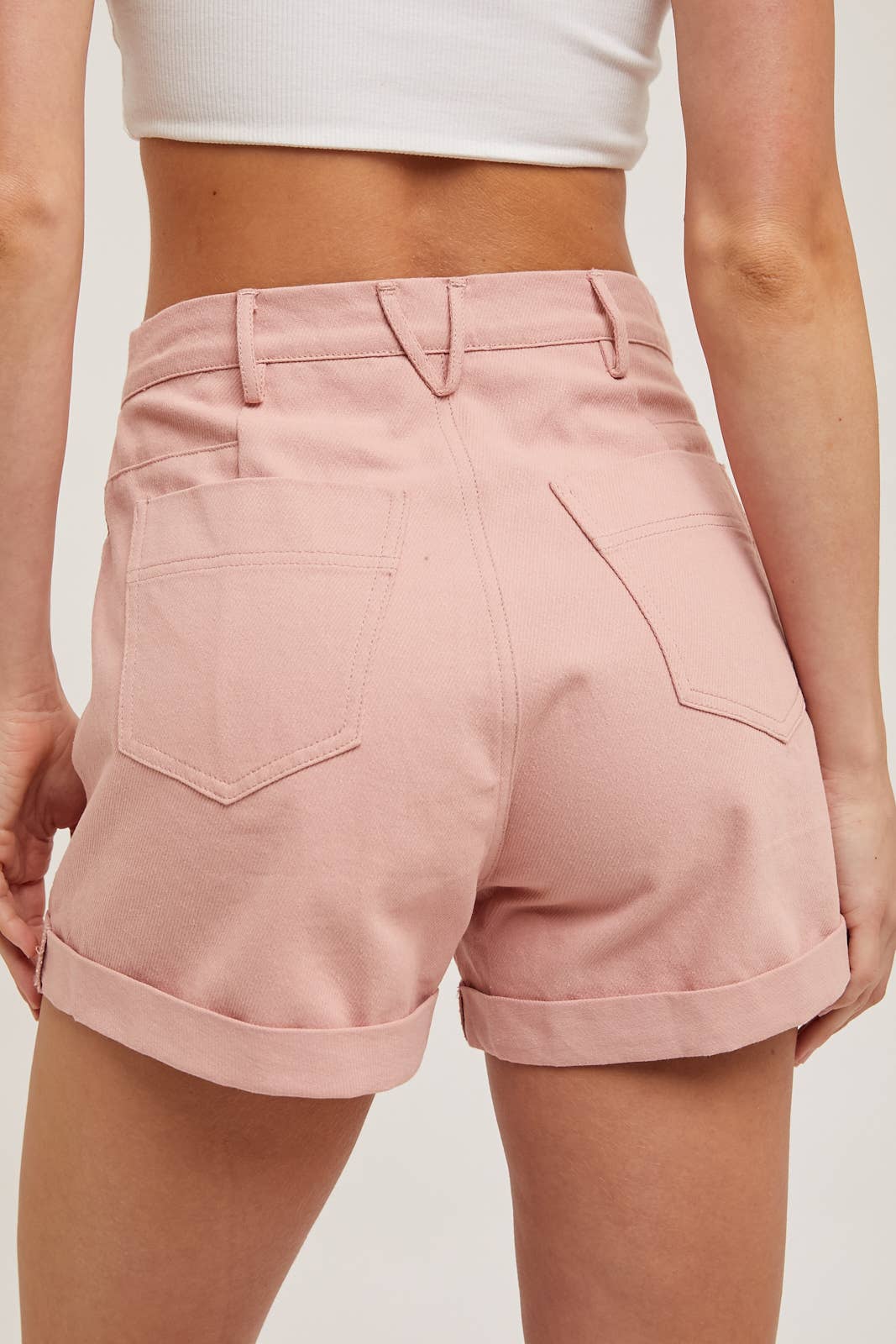 High-Rise Denim Mom Shorts Side Pockets