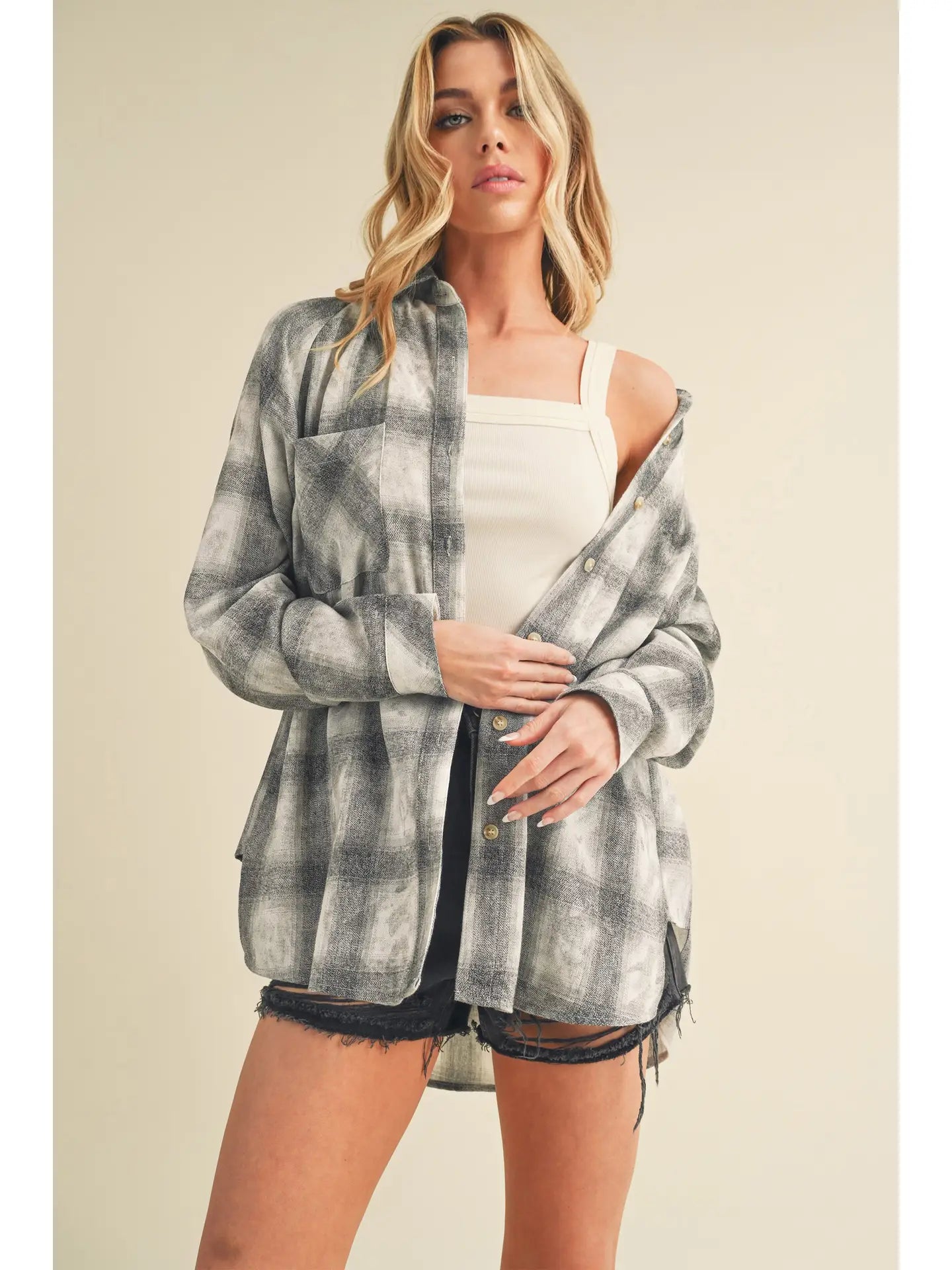Plaid Washed Flannel Button Up