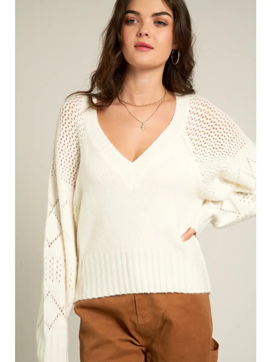 White V Neck Sweater