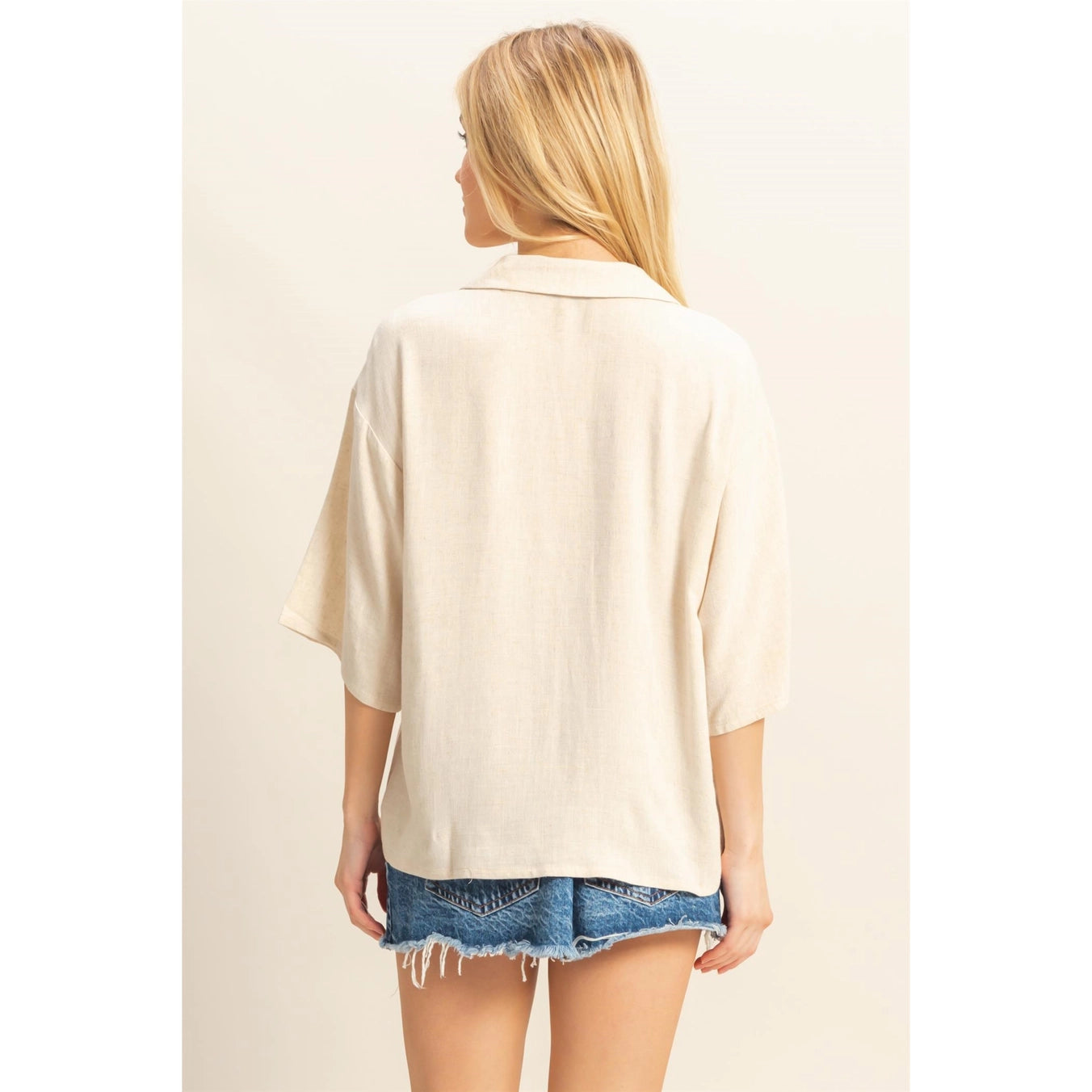 Linen Blend Oversized Button Down