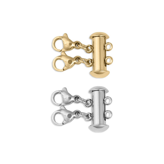 18K Gold PVD Stainless Steel 2 Row Layering Necklace Magnetic Clasp