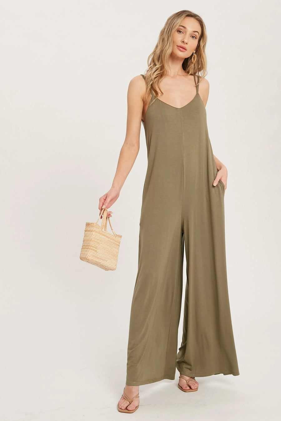 Criss-Cross Back Wide Leg Jumpsuit