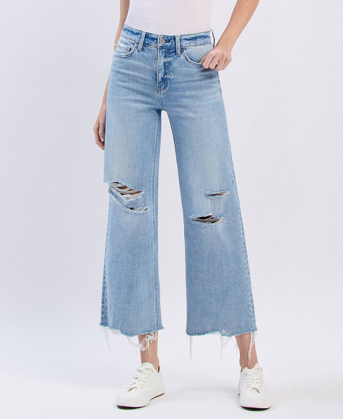 High Rise Distressed Crop Denim