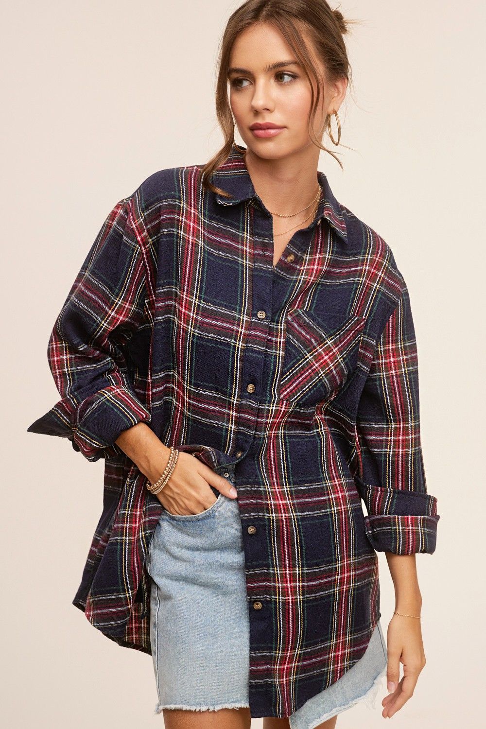 Midnight Blue Button Down Flannel