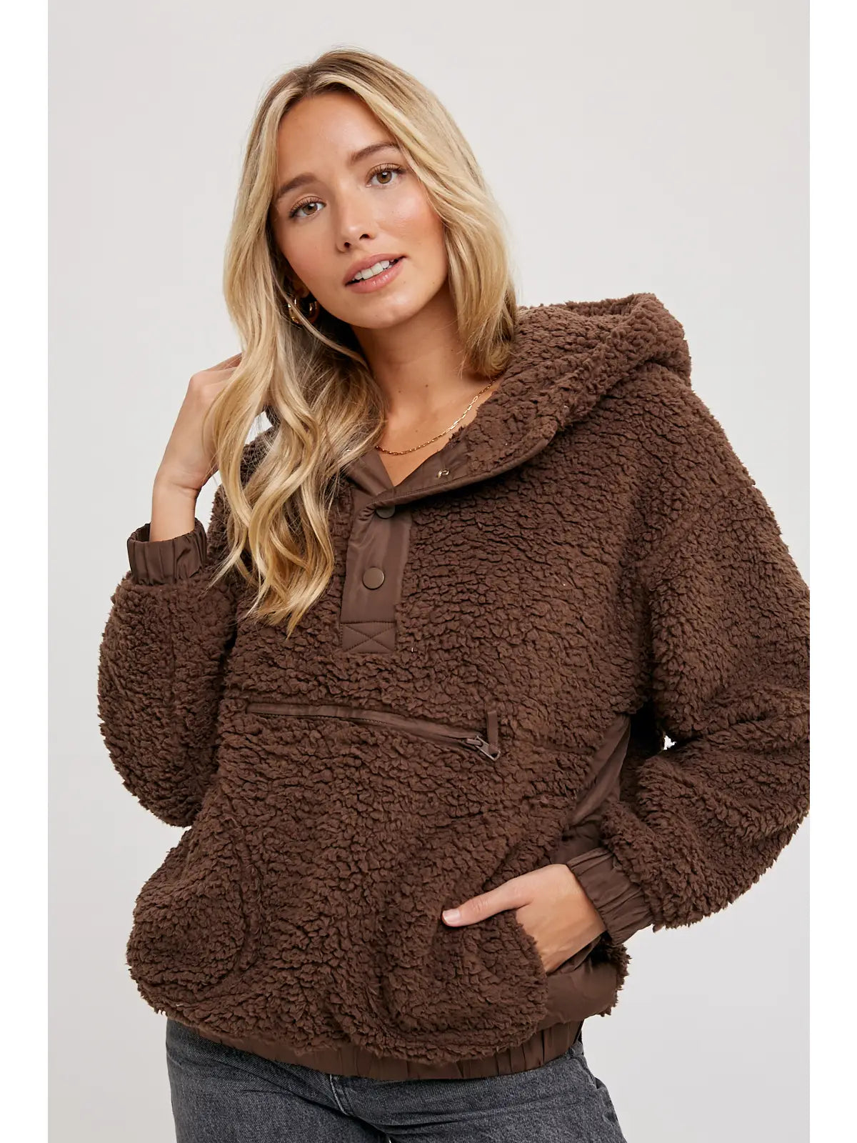 Sherpa Hoodie- Mocha