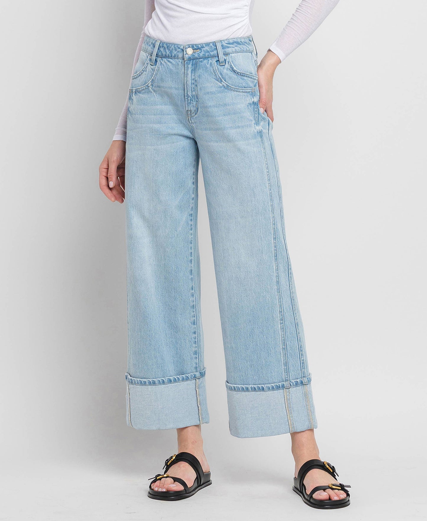 High Rise Cuffed Denim
