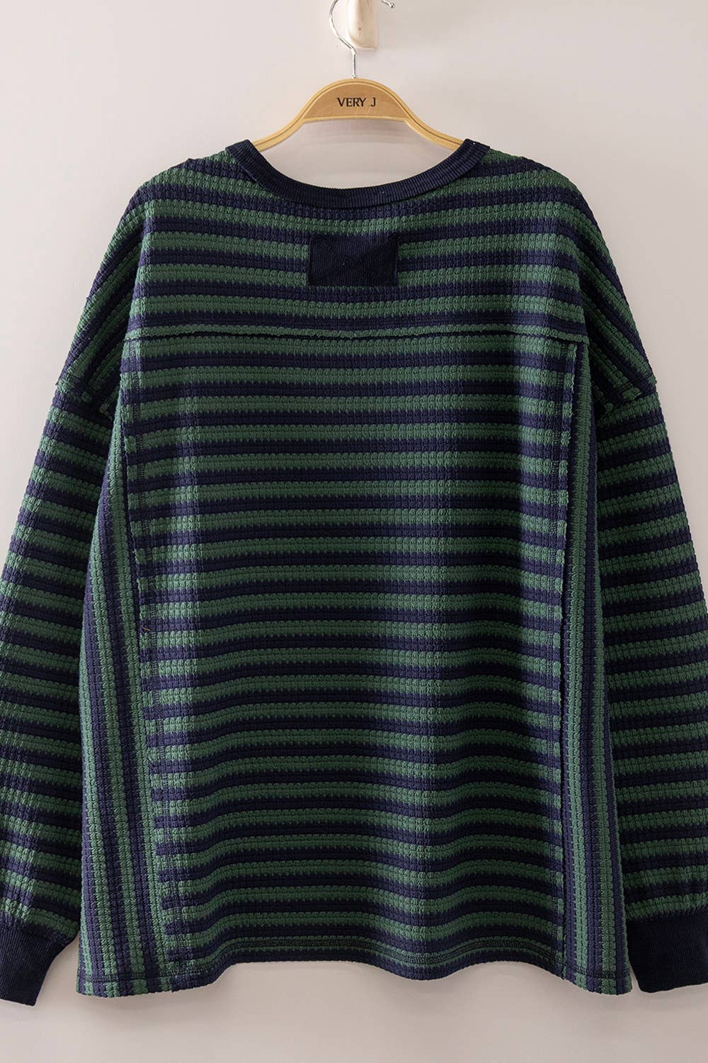 Navy & Green Stripe Waffle Top