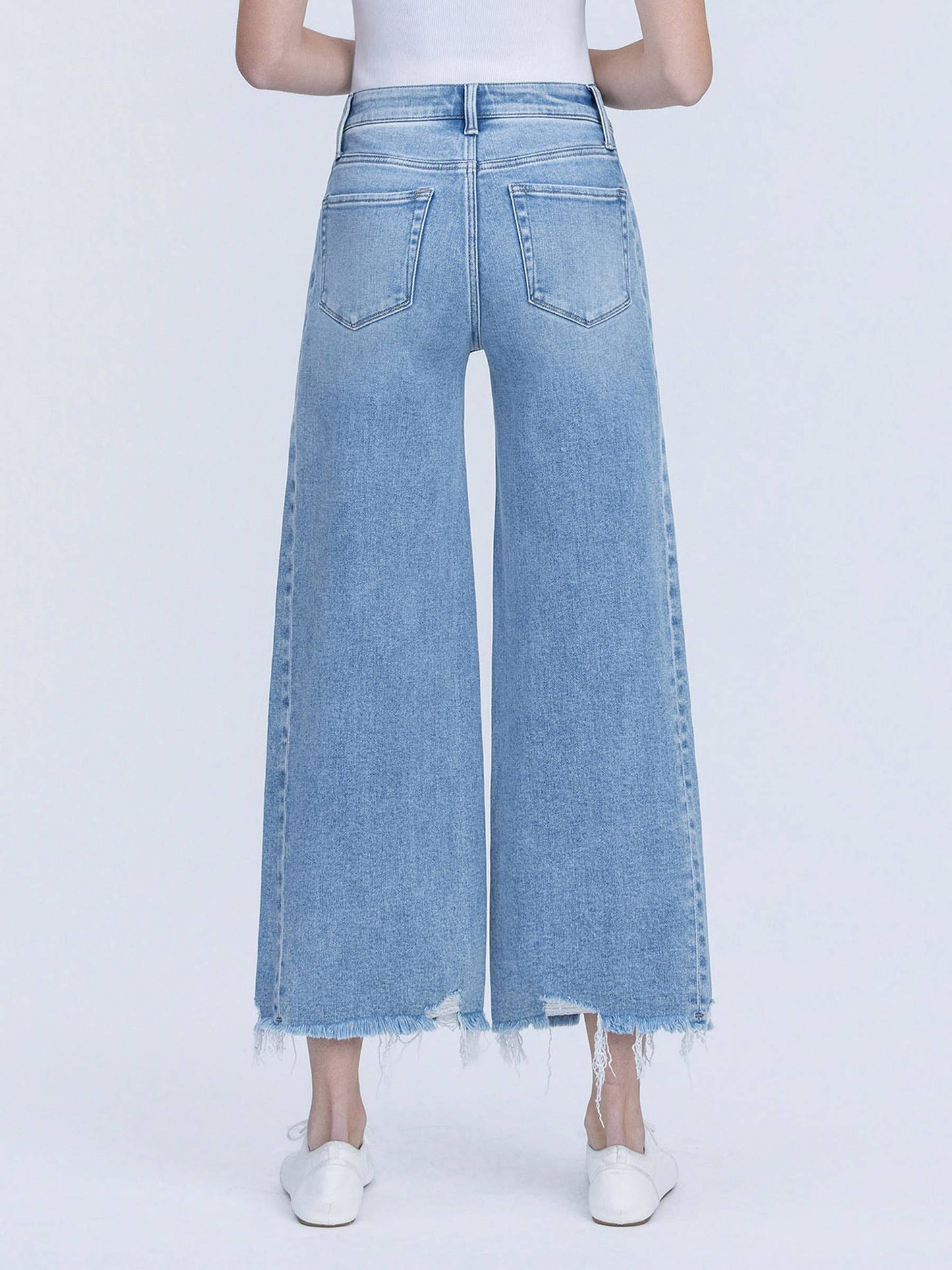 HIGH RISE MEDIUM LIGHT SIDE PANEL CROP WIDE JEANS