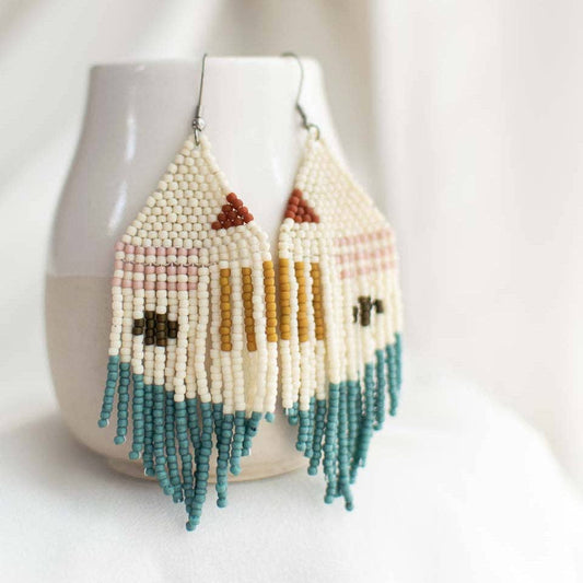 Beaded Fringe Earrings in Formas