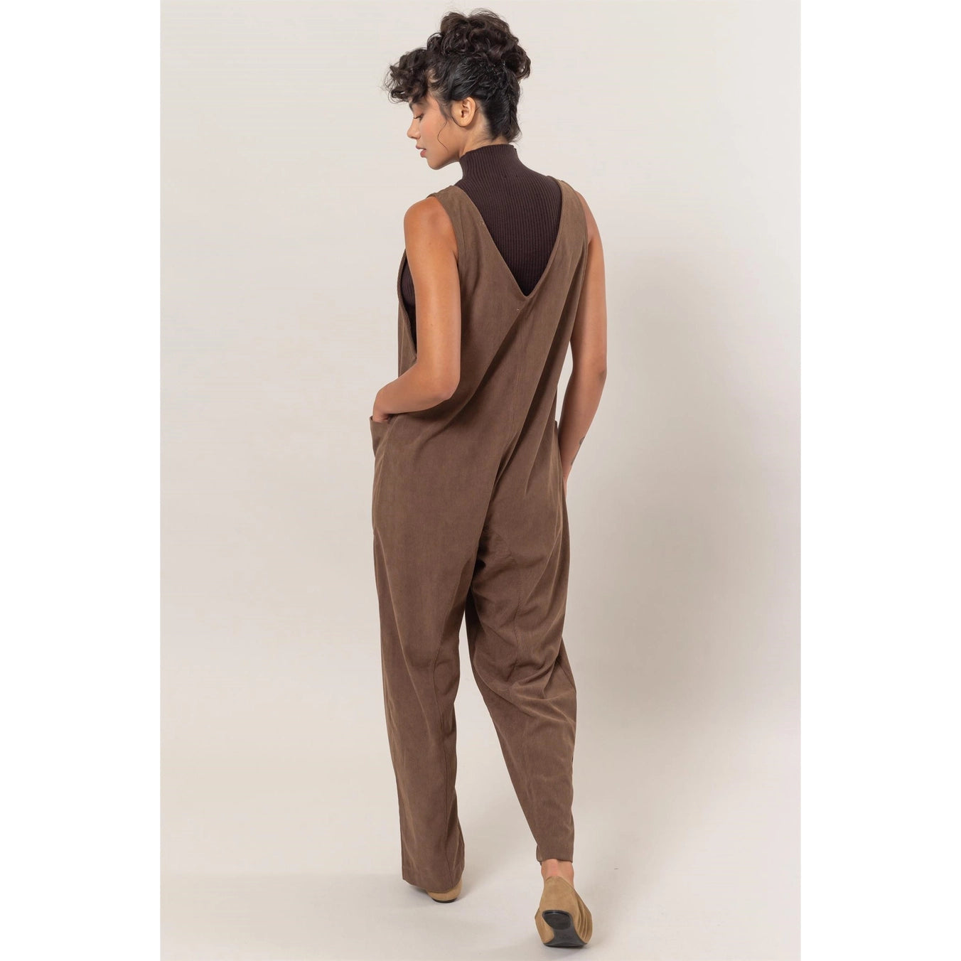 Corduroy Jumpsuit with Patch Pockets