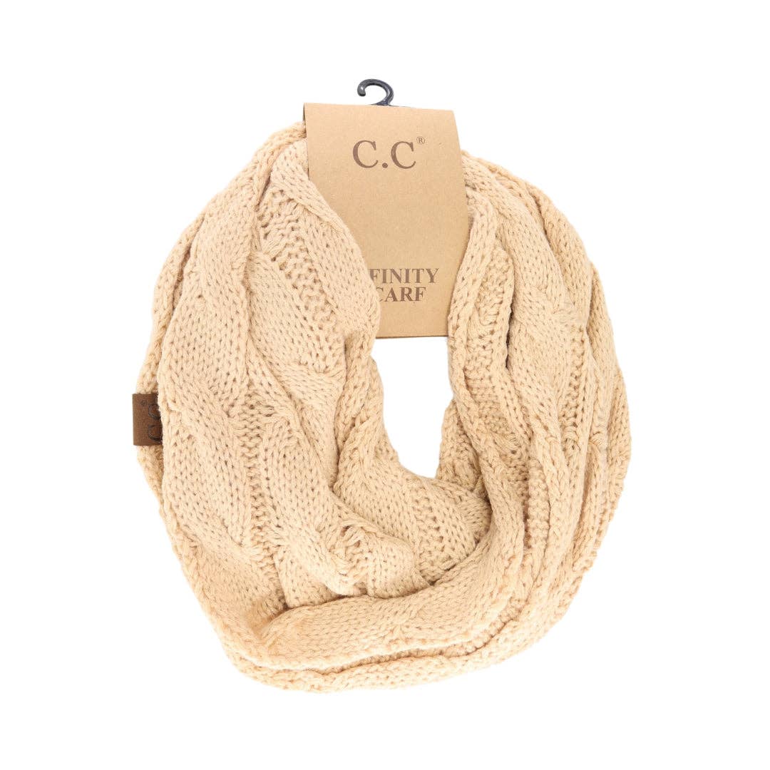 Solid Cable Knit CC Infinity Scarf