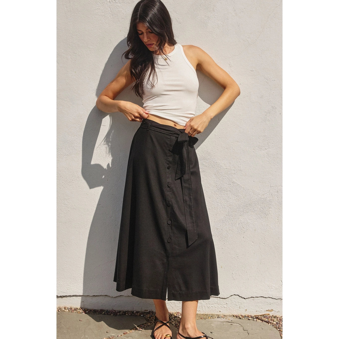 Button Detail A Line Midi Skirt