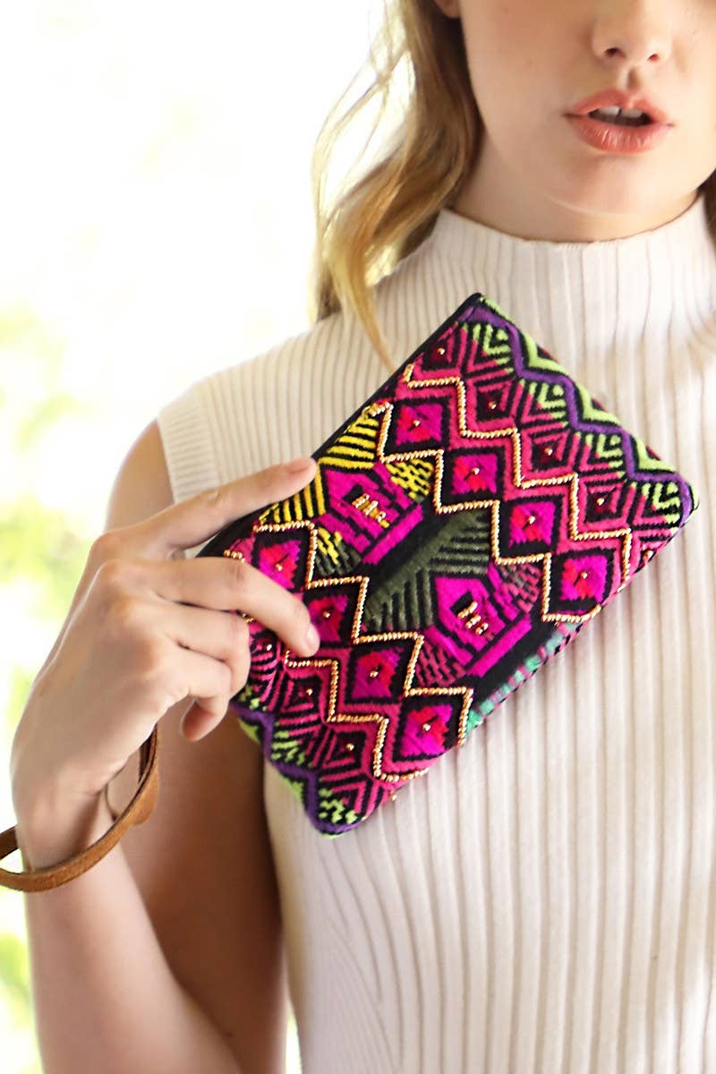 Vivid Ethnic Pattern Clutch