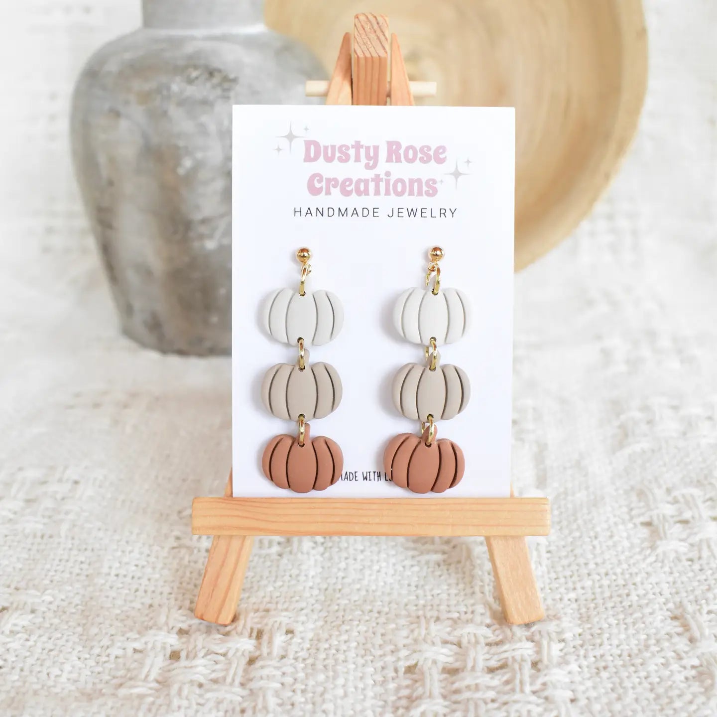 Neutral Triple Pumpkin Dangles