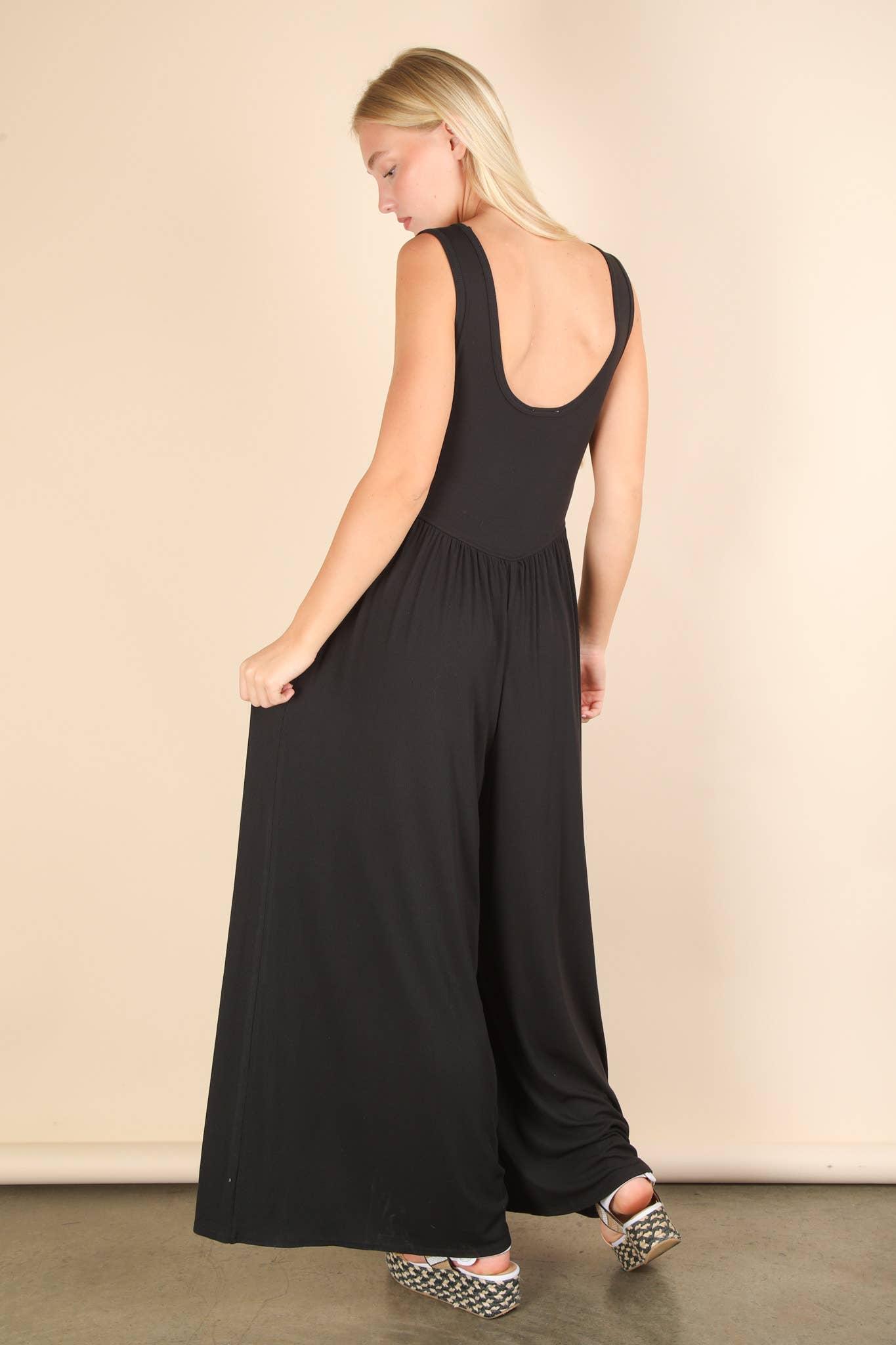 Casual Ribbed Knit Sleeveless Jumpsuit