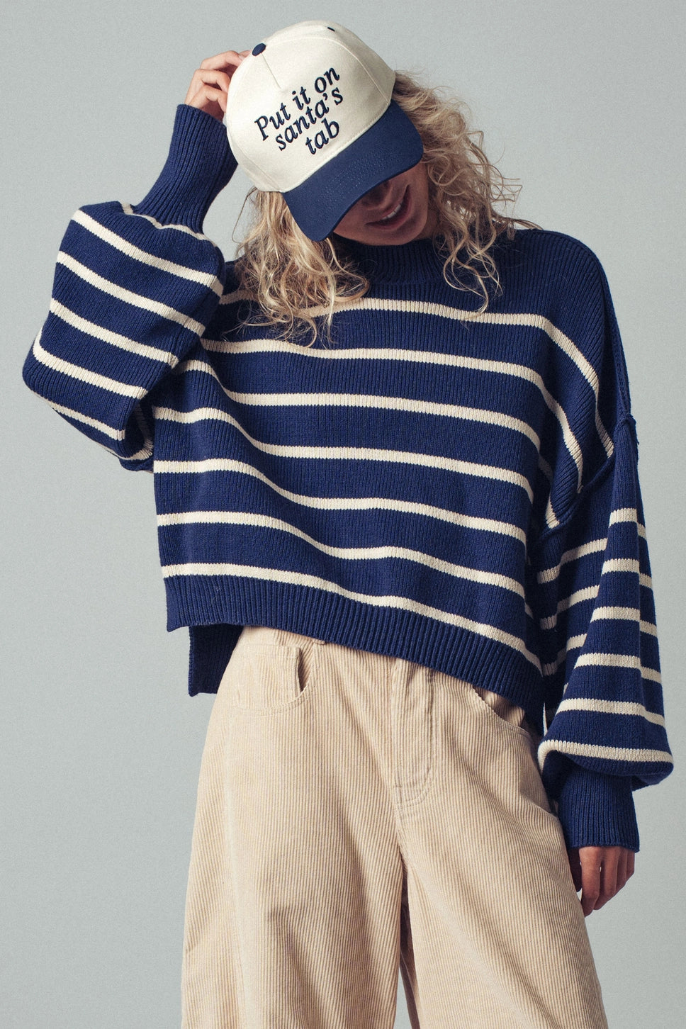 Striped Ribbed Knit Pullover Sweater