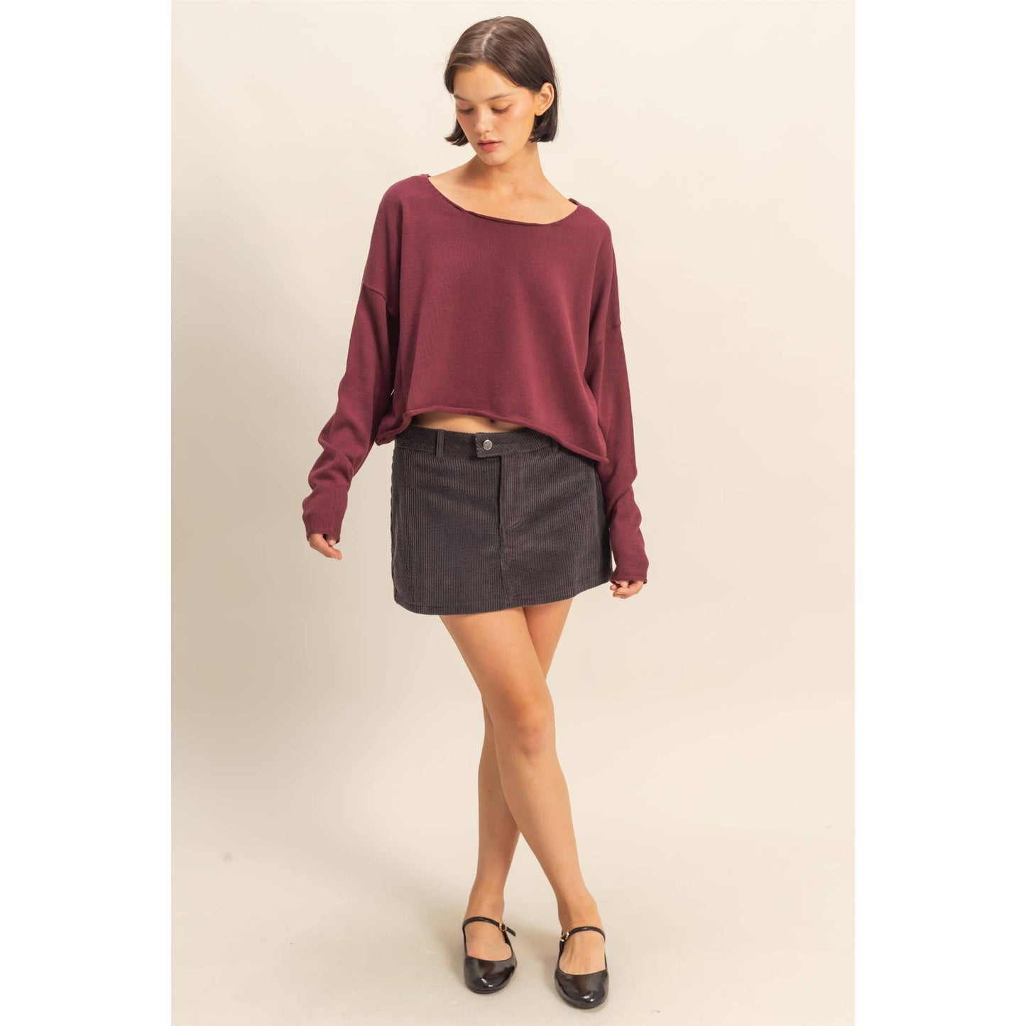 Wide Neck Drop Shoulder Sweater