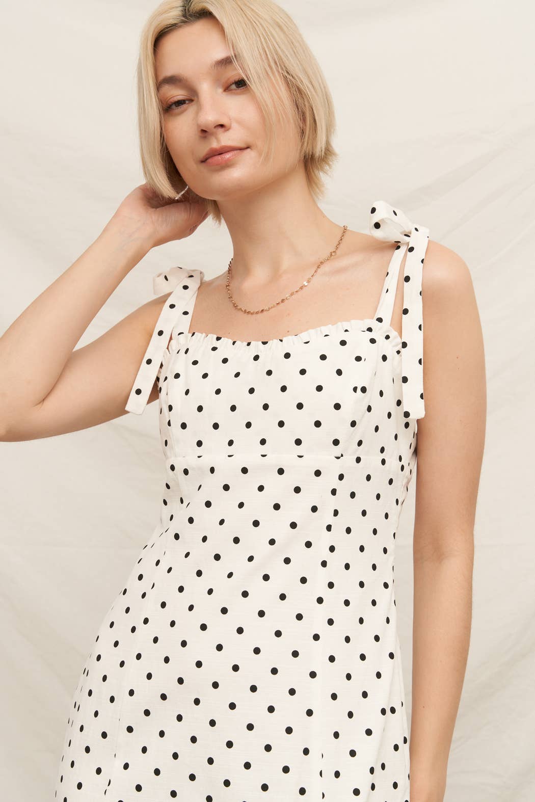 Polka Dot Midi Dress with Slit