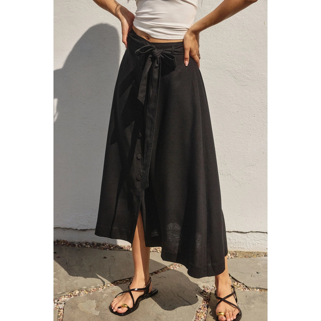 Button Detail A Line Midi Skirt