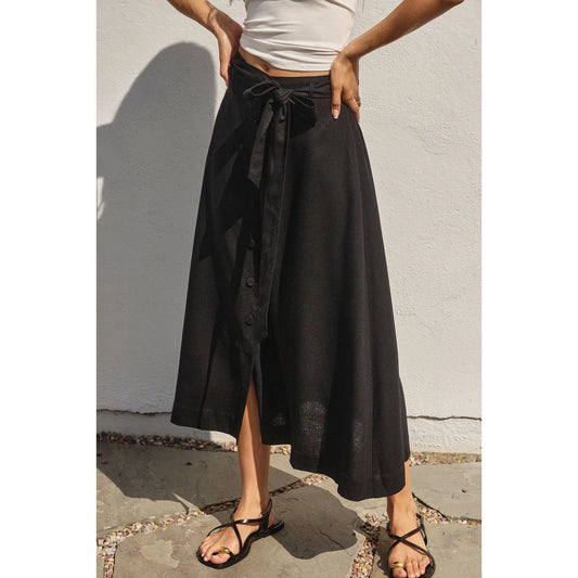 Button Detail A Line Midi Skirt