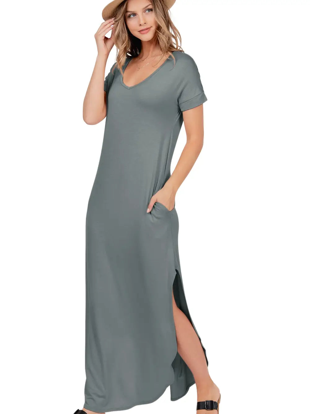 Olive Grey Maxi Dress