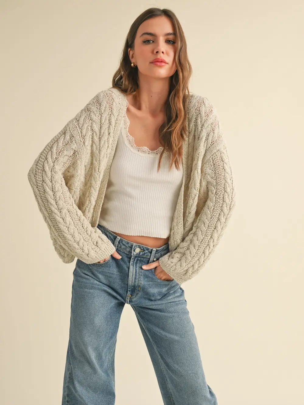 Light Weight Cable Knitted Cardigan