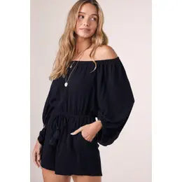 Black Off the Shoulder Romper