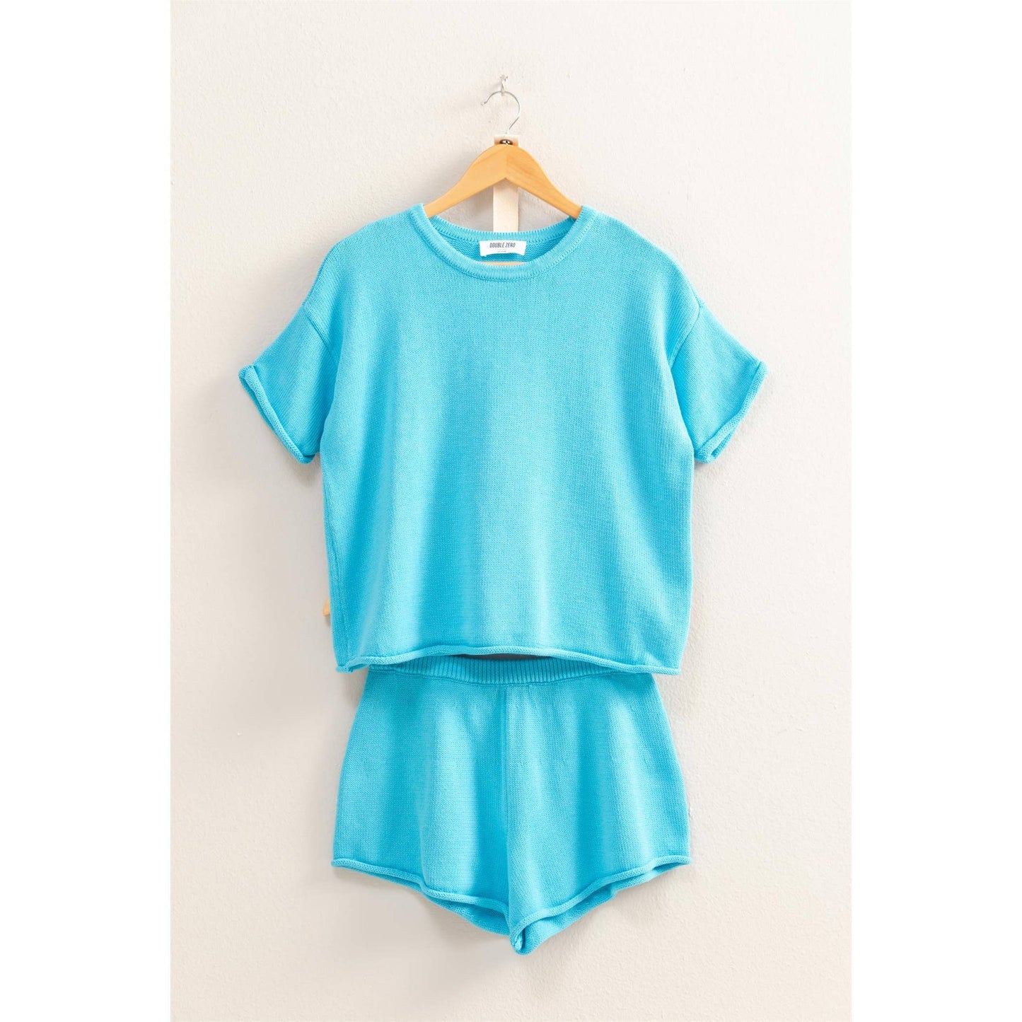 Short Sleeve Basic Top And Shorts Set