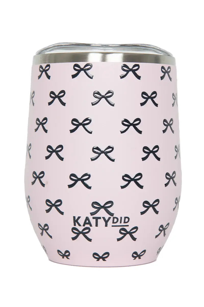 Black & Pink Mini Bows Insulated Wine Tumbler