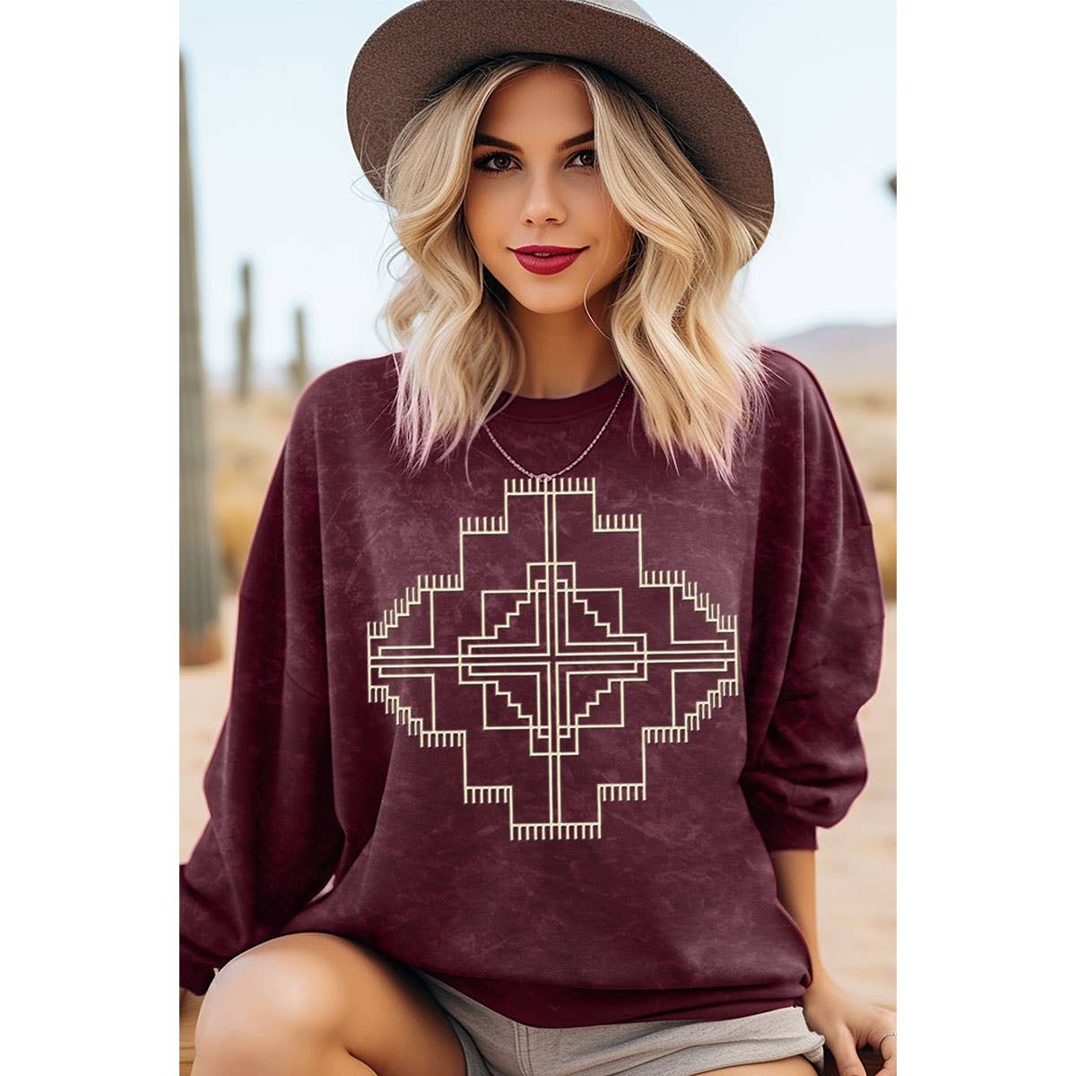 Aztec Puff Graphic Crewneck