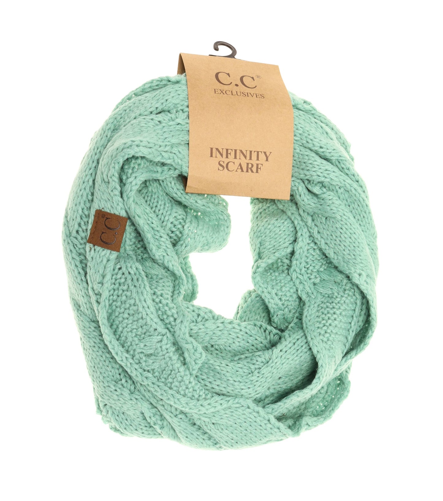 Solid Cable Knit CC Infinity Scarf