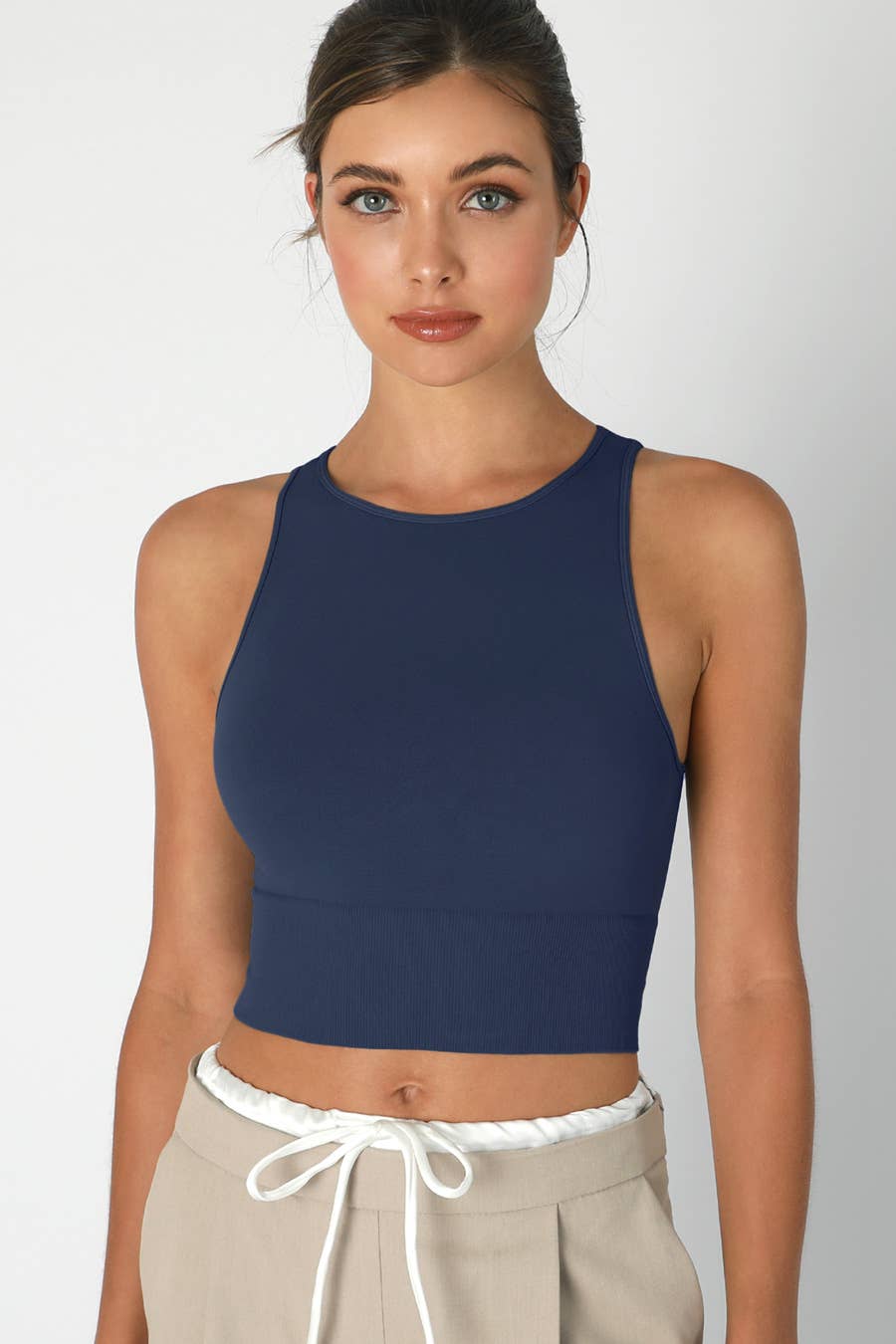 Solid Highneck Crop Top