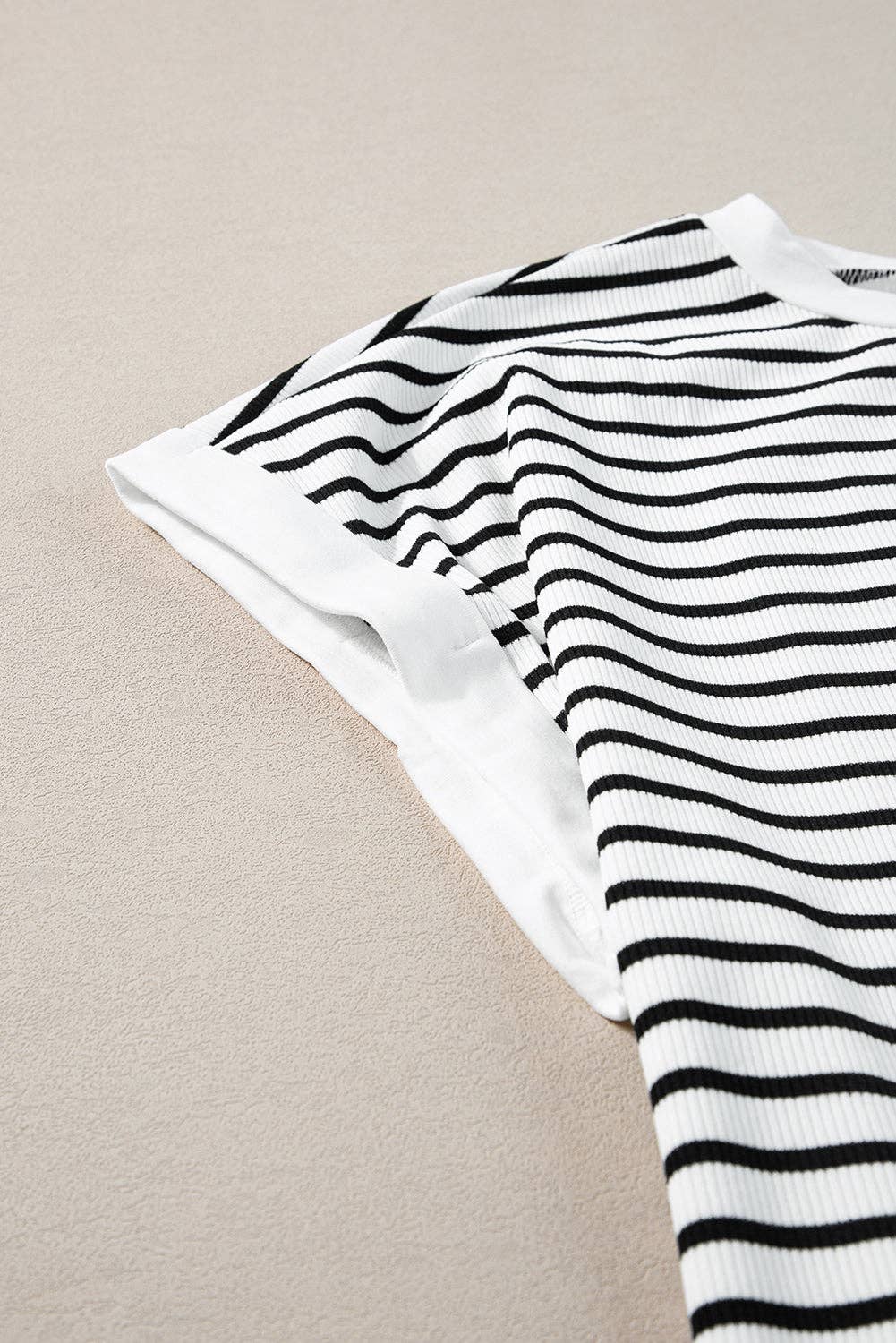 White Stripe Tee and Shorts Set