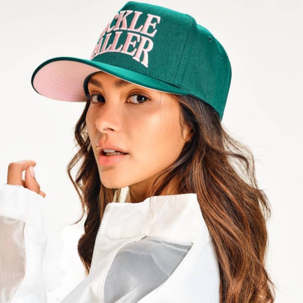 Pink and Green Embroidered Pickle Baller Hat