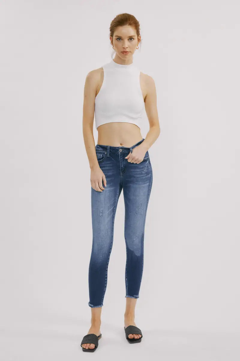Mid Rise Ankle Skinny