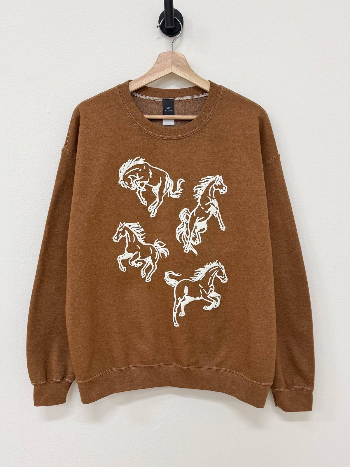 Horses Puff-Print Graphic Sweatshirt