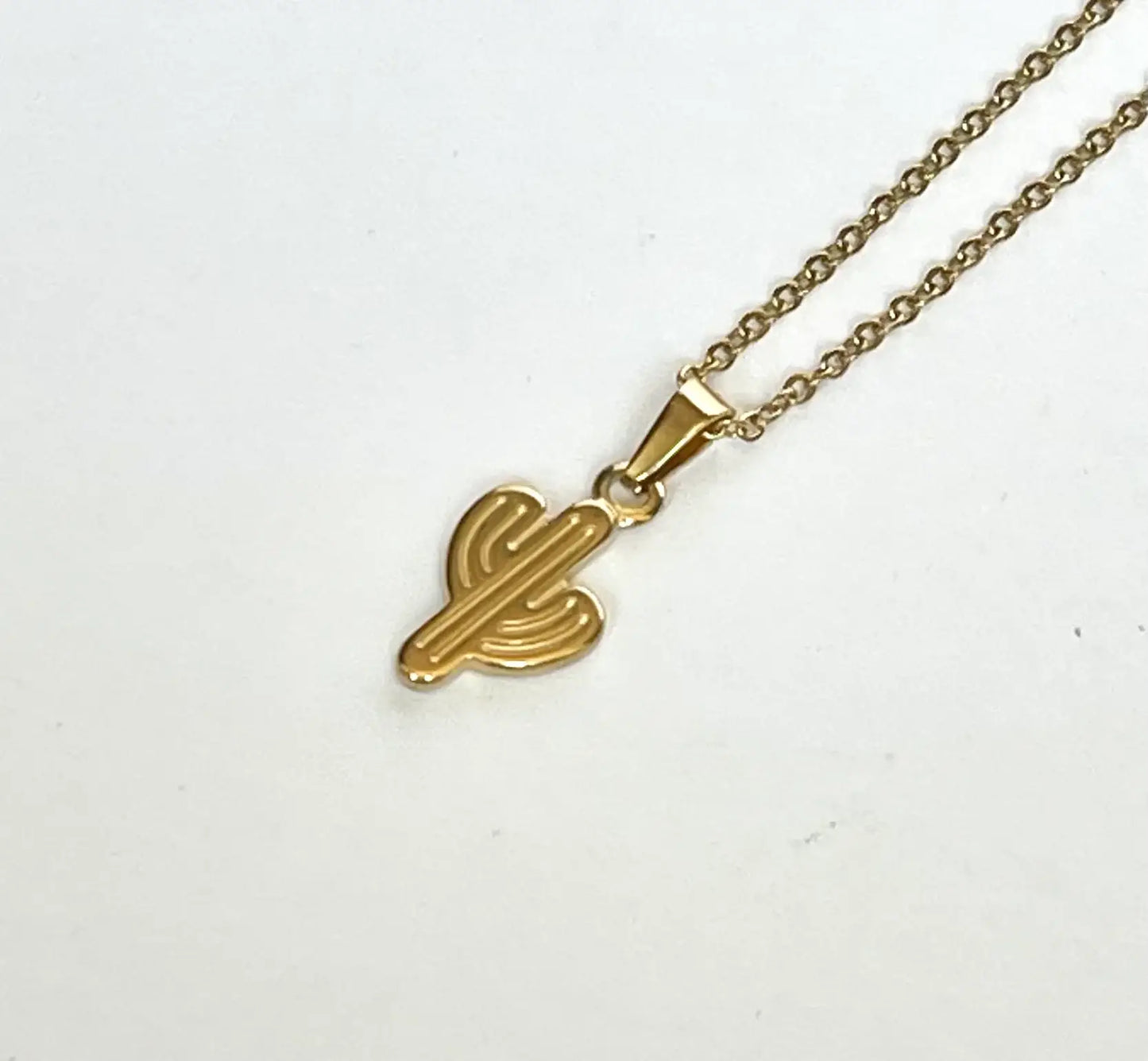 Gold Cactus Charm Necklace