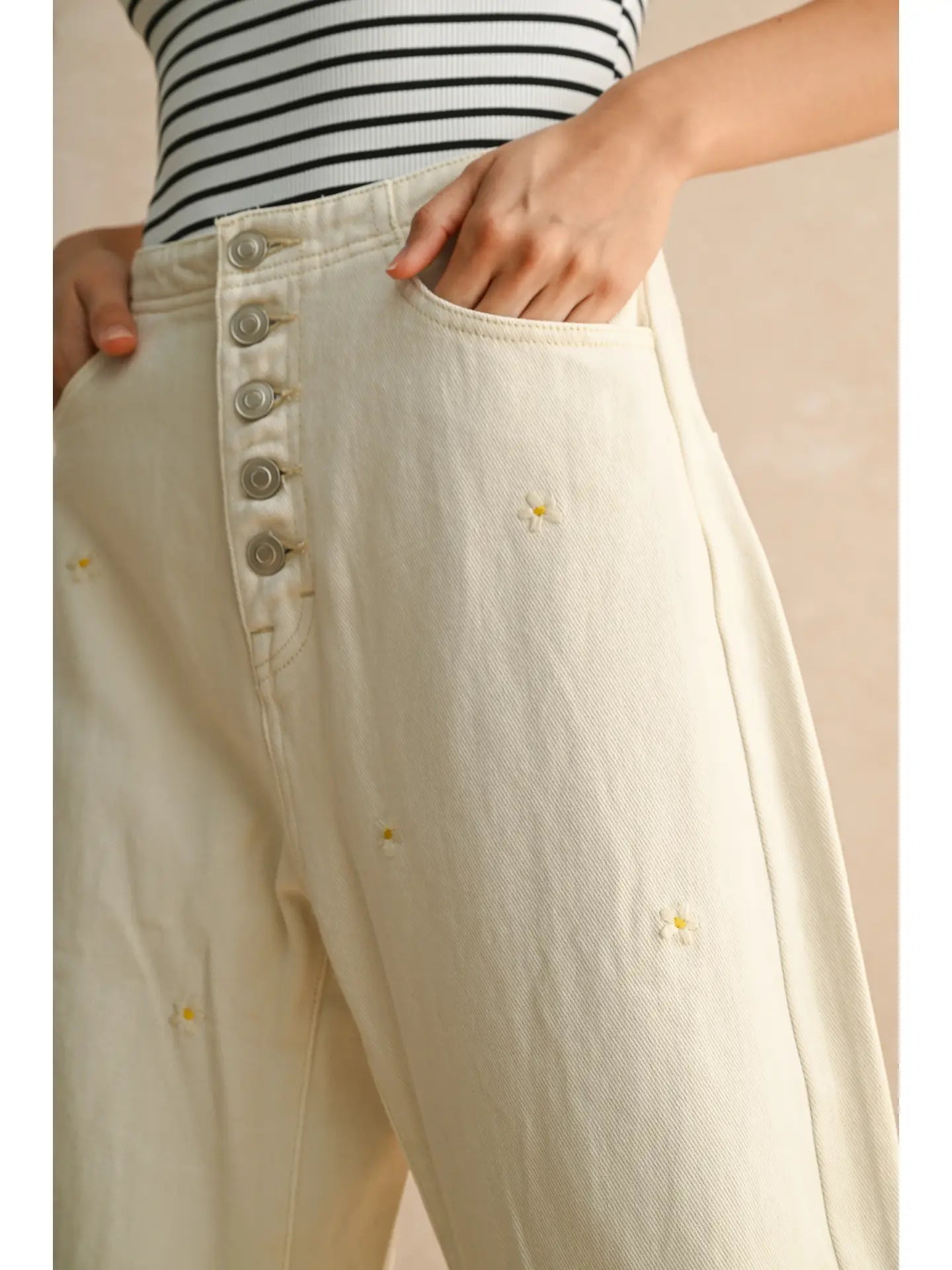 Flower Embroidery Pants