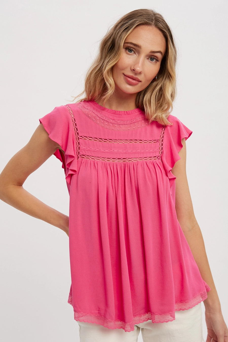 Lace Trim Babydoll Top