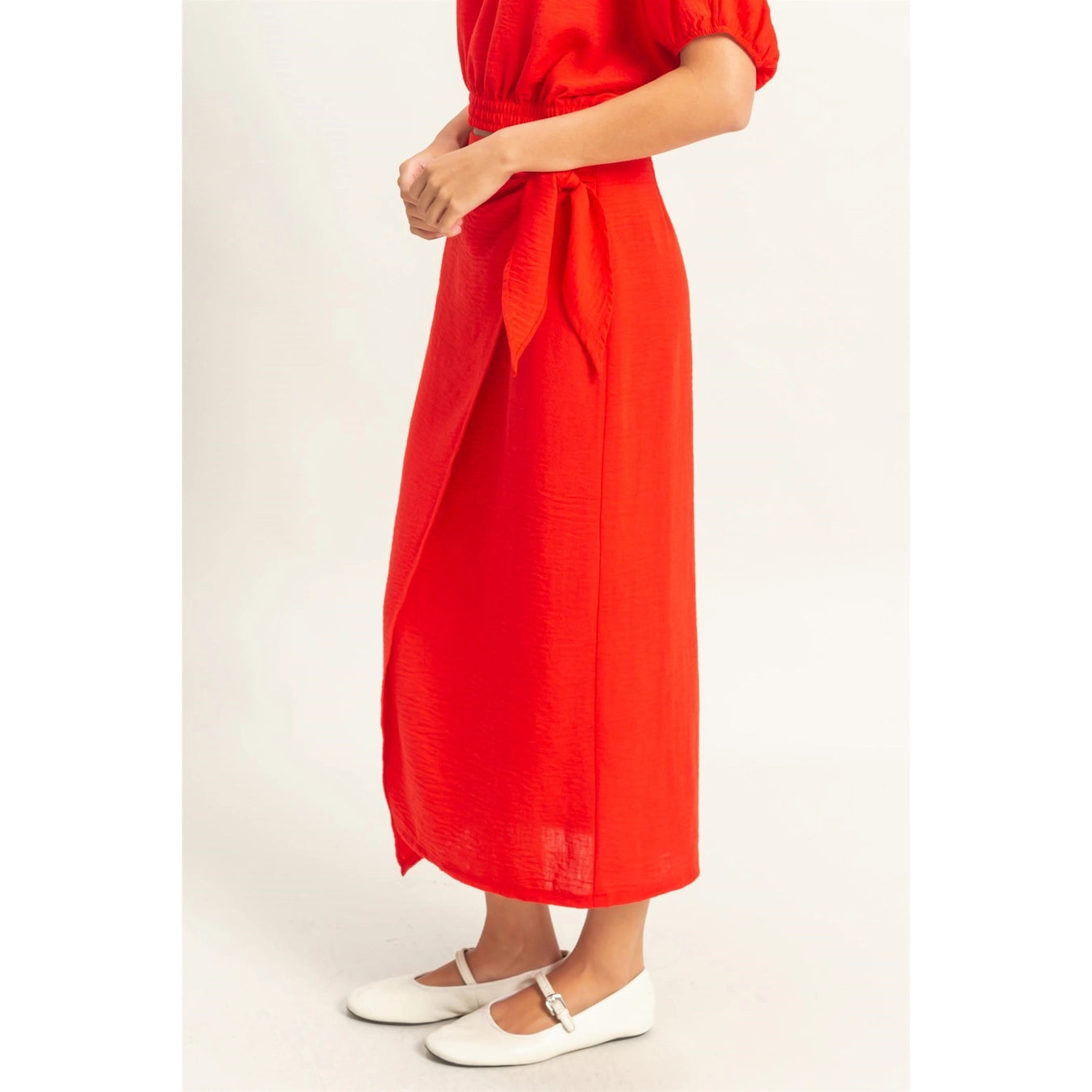 High Waist Crinkle Woven Maxi Skirt