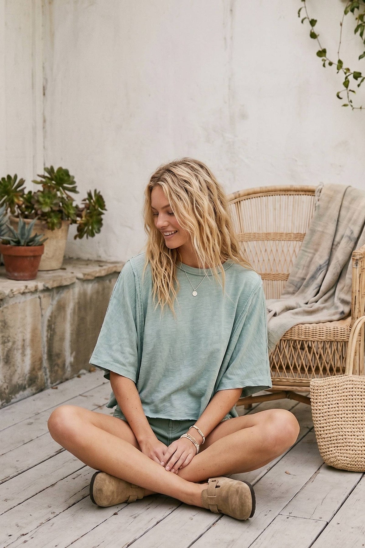 Cotton Raw Edge Oversized Tee