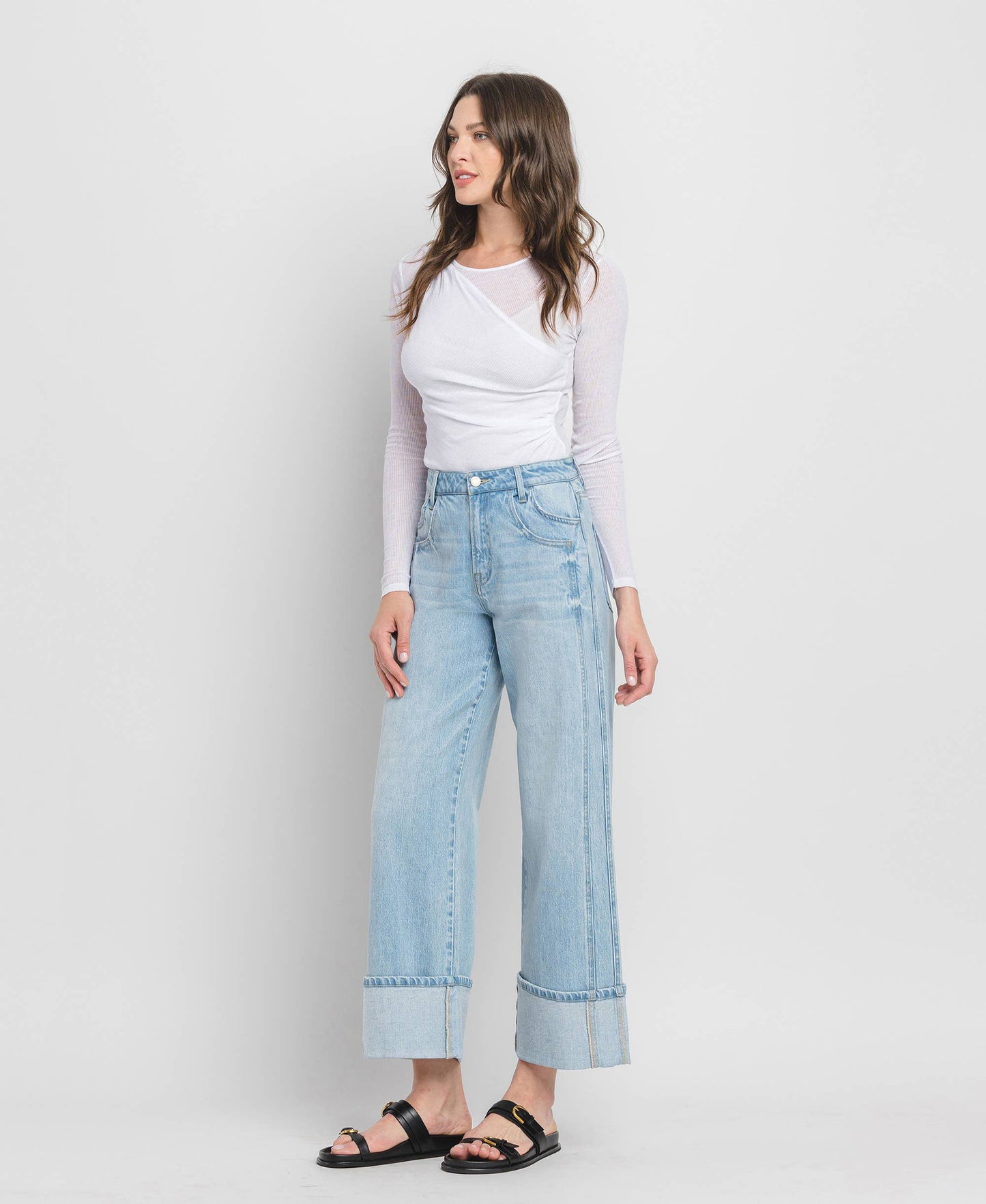 High Rise Cuffed Denim