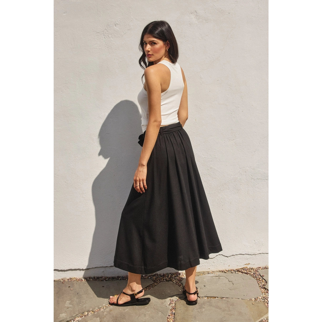 Button Detail A Line Midi Skirt