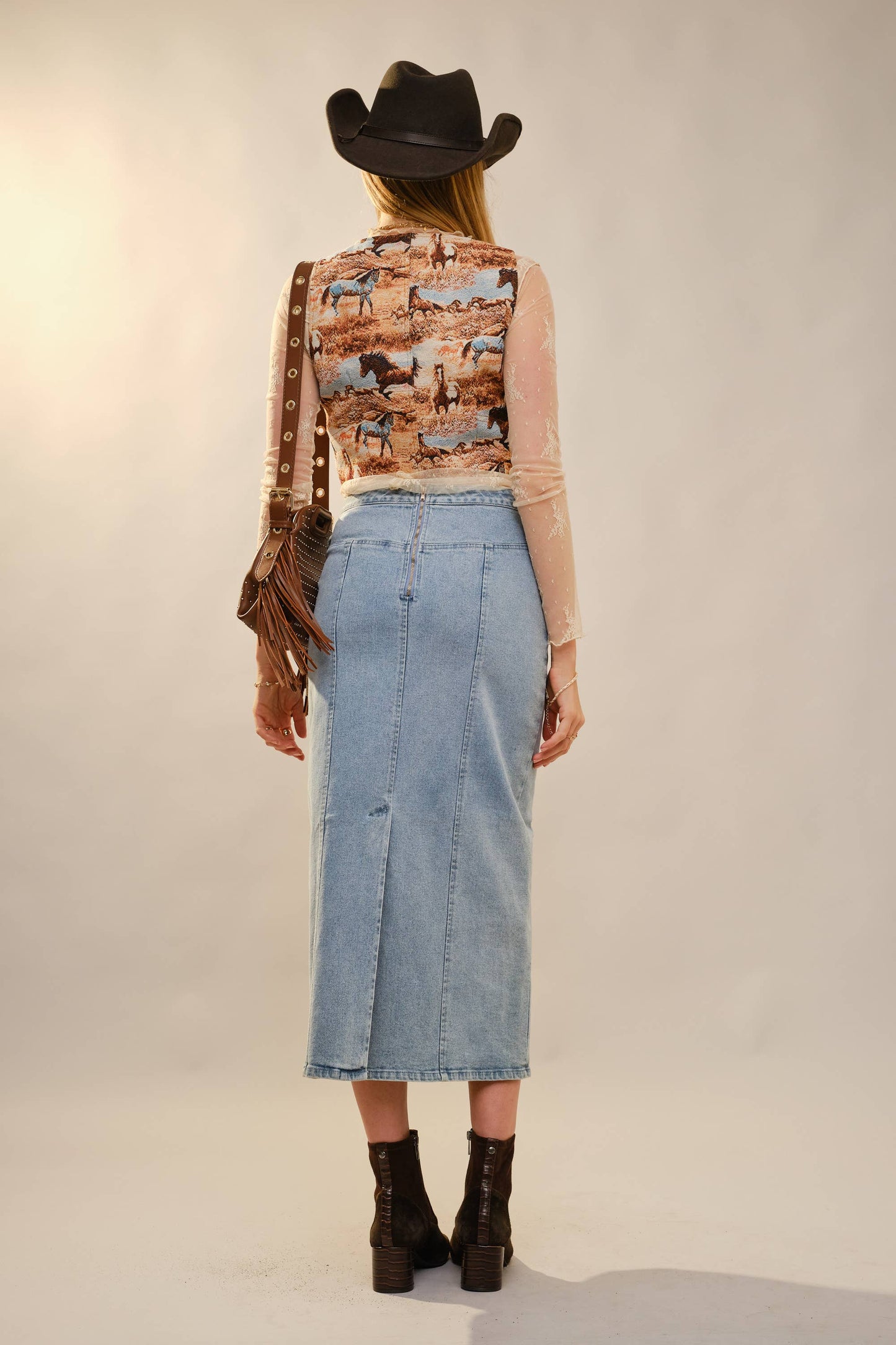 Western Horse Printed Jacquard Vest